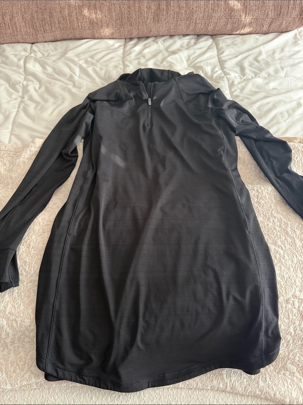 Athleta UPF Black Long Sleeve Half-Zip Dress